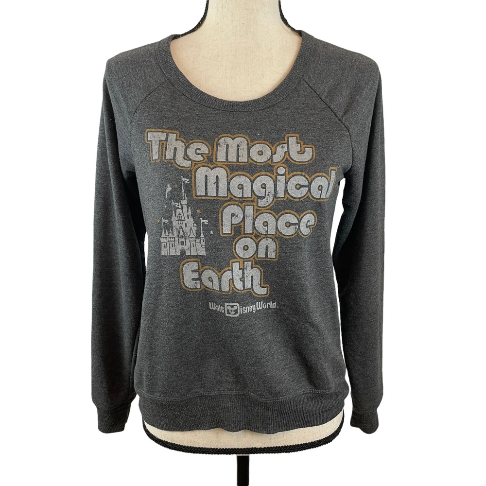 DISNEY PARKS GRAY MOST MAGICAL PLACE ON EARTH SWEATSHIRT TOP SMALL